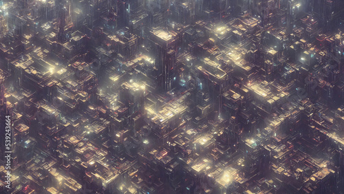 Alien city, a panorama of a surface of another planet. 3d render.