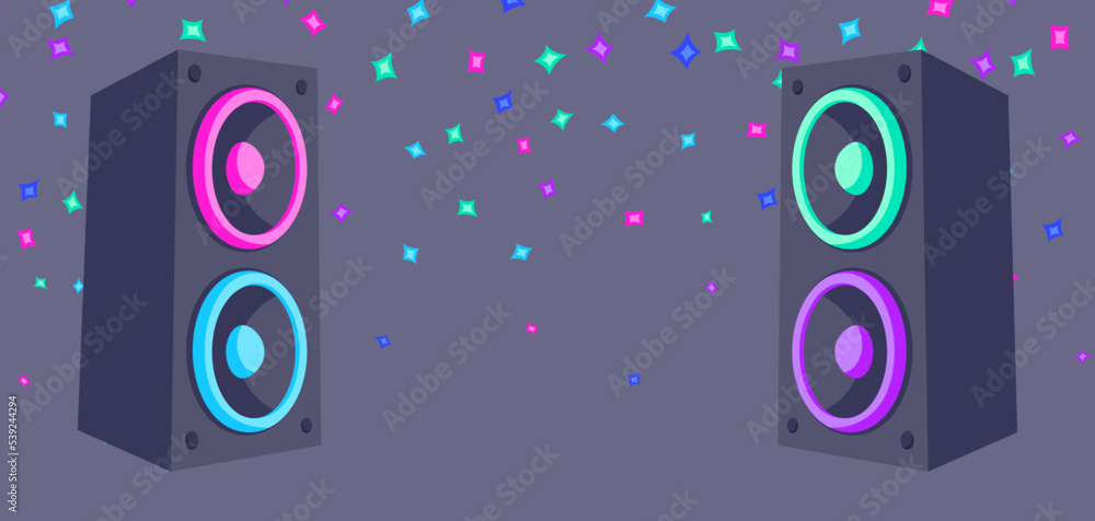 Illustration of sound speakers. Image for party flyer. Illustration of sound speakers. Image for party flyer.