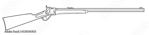 Vector illustration of the Sharps Cavalry rifle on the white background. Right side.