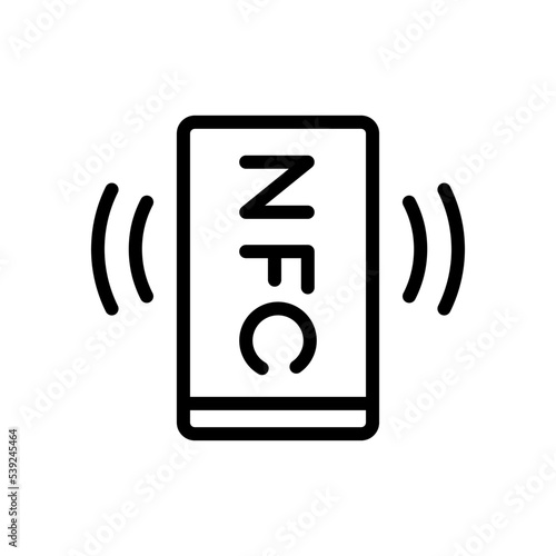 NFC wireless payment technology black icon. NFC mobile phone sign. Wireless pay symbol