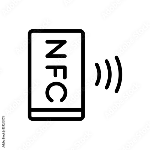 Mobile phone with NFC technology black icon. Smartphone NFC payment sign. Wireless pay symbol