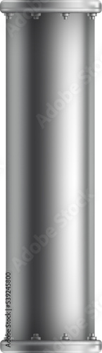 Metal tube mockup. Realistic round plumbing pipe