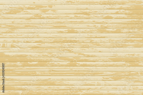 Horizontal pattern of thin wooden textured slats with timber print. Wall made of oak lath. Top view of laminate floor. Rustic effect. Natural hardwood background. Vector illustration. Interior design