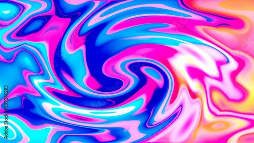 abstract twirl blue magenta yellow ,and cyan colorful glossy liquid motion background with in swirl vortex wave 4k video 