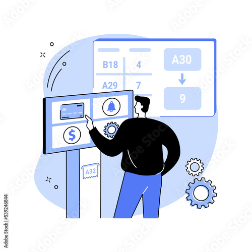 Bank queue management system isolated cartoon vector illustrations.