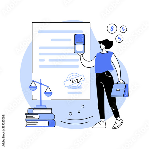 Notary public service isolated cartoon vector illustrations.