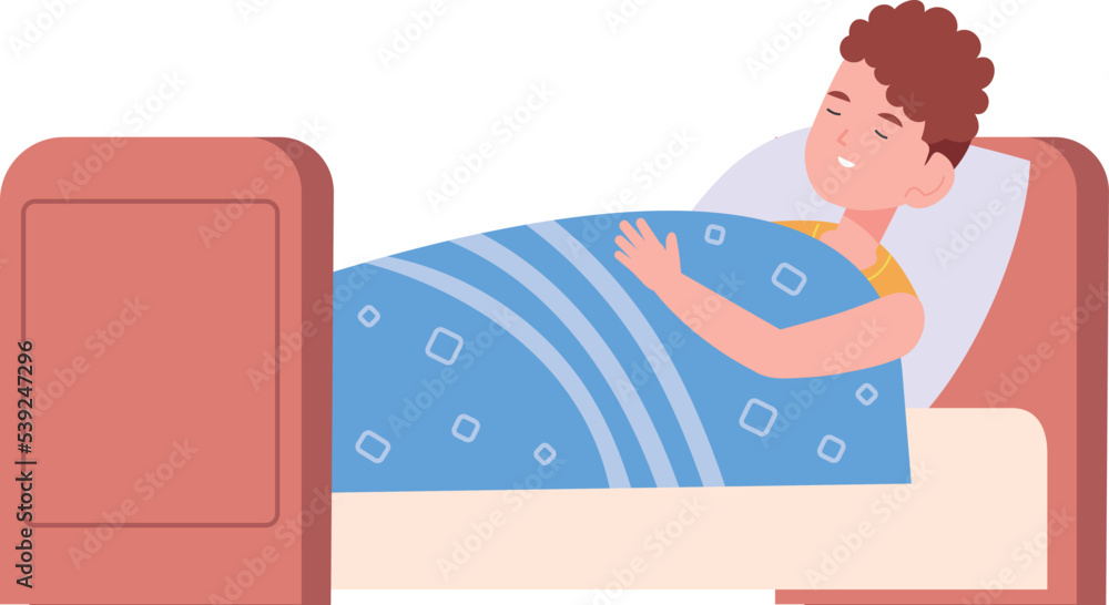 Boy sleeping in bed. Resting child. Night dream kid Boy sleeping in bed. Resting child. Night dream kid
