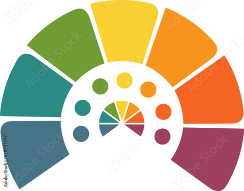 Colorful semicircle for infographics 7 positions isolated photo