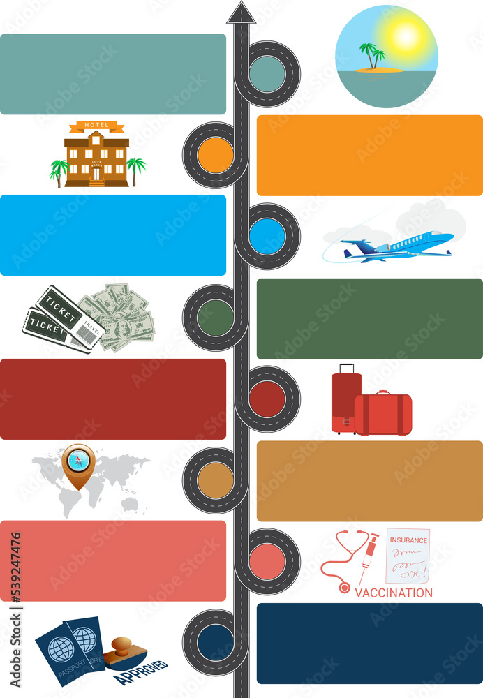 Fototapeta premium Elements for modern travel infographics for 8 positions