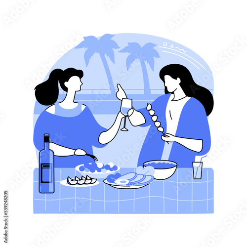 Tasting new food isolated cartoon vector illustrations.