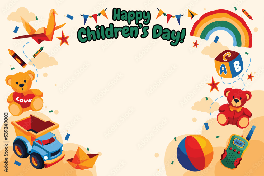 hand drawn flat world children s day background vector design illustration  Stock Vector | Adobe Stock