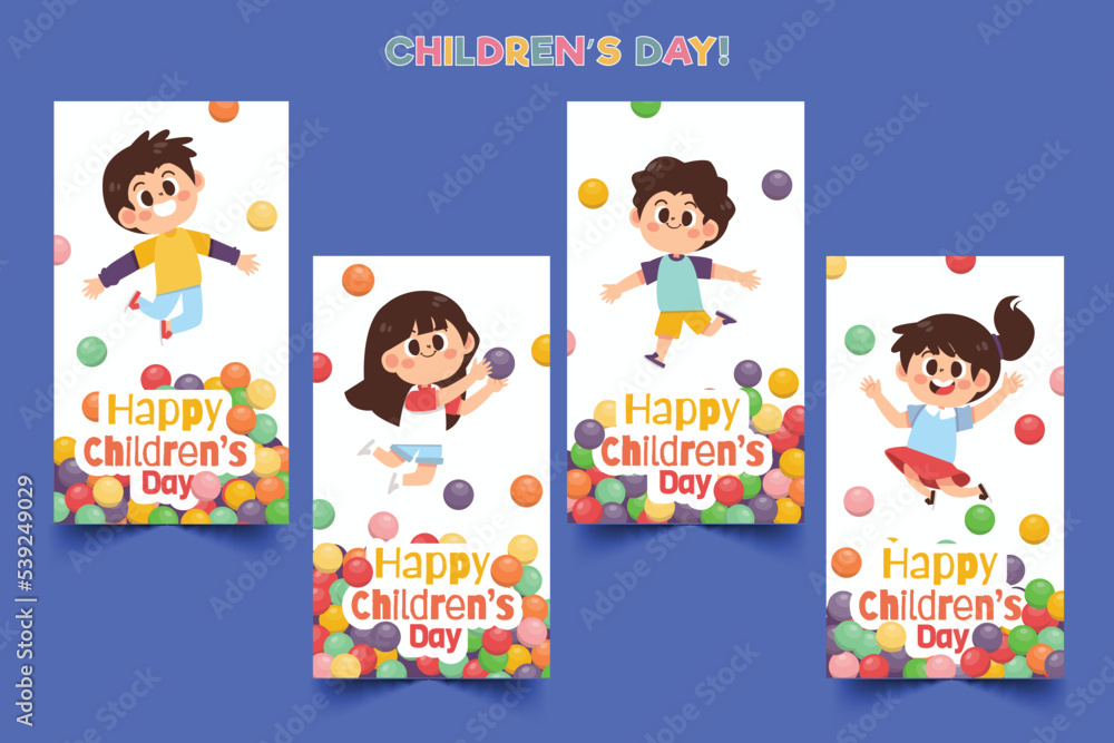 hand drawn flat world children s day banners collection vector design illustration