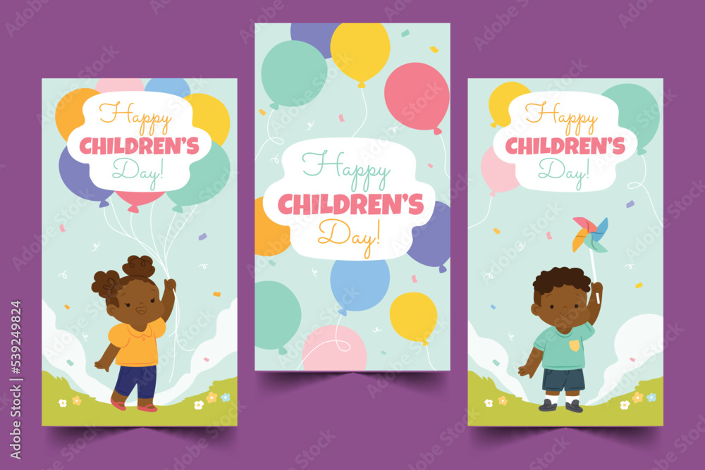 hand drawn world children s day banners collection vector design illustration