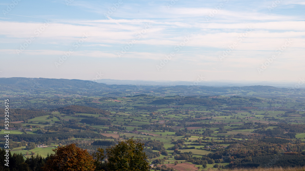 panoramic view of Mont Beuvray in the Morvan.Saint-Leger-sous-Beuvray, France. Magnificent view.