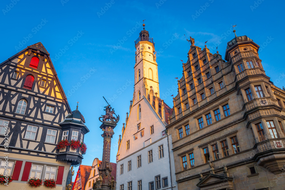 Historic old town of Rothenburg ob der Tauber, Franconia, Bavaria, Germany