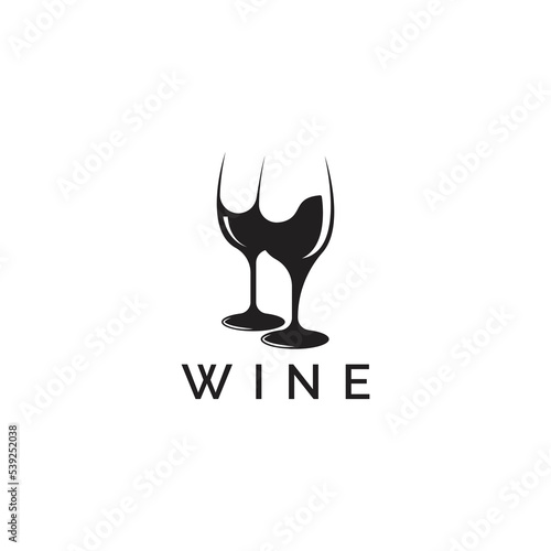 Wine Glass silhouette logo design template