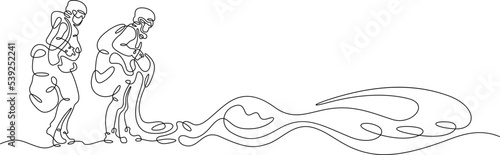 One continuous line. Paraglider with a paraglider. Extreme sport. Paraglider before takeoff. Paragliding wing. Parapleneism. One continuous line is drawn on a white background.
