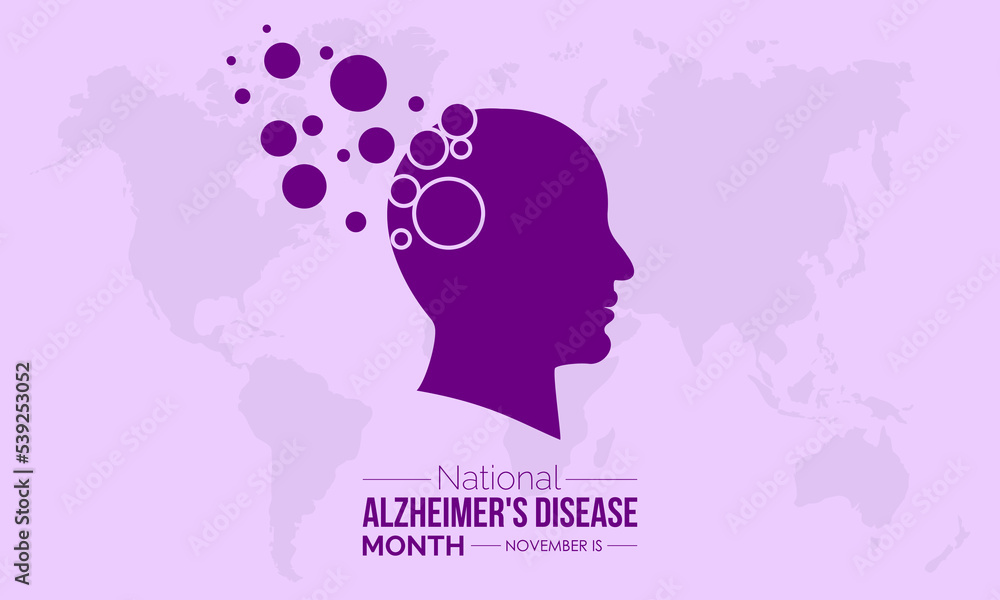 Vector illustration design concept of National Alzheimer's Disease Awareness Month observed on every November Vector illustration design concept of National Alzheimer's Disease Awareness Month observed on every November