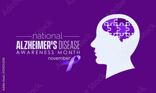 Vector illustration design concept of National Alzheimer's Disease Awareness Month observed on every November