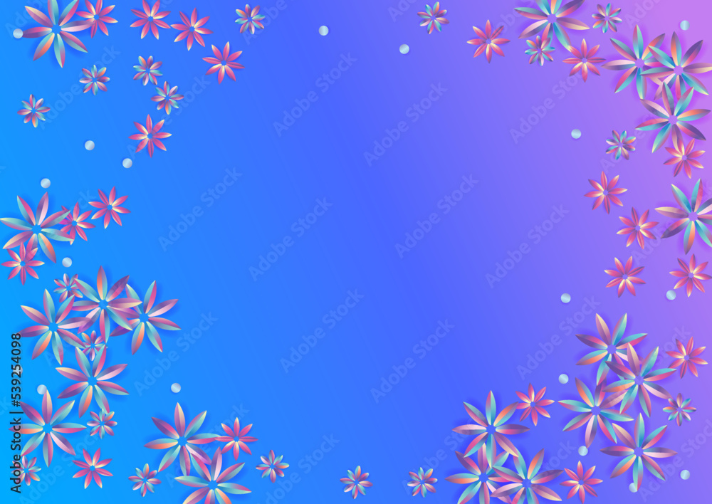 Light Hibiscus Liquid Blue Background. Rainbow