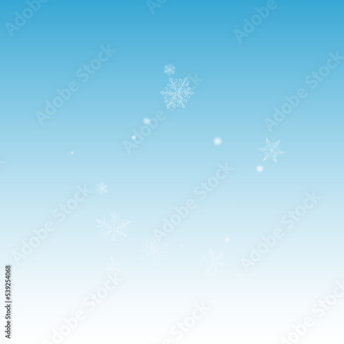 White Snowfall Vector Blue Background. Winter