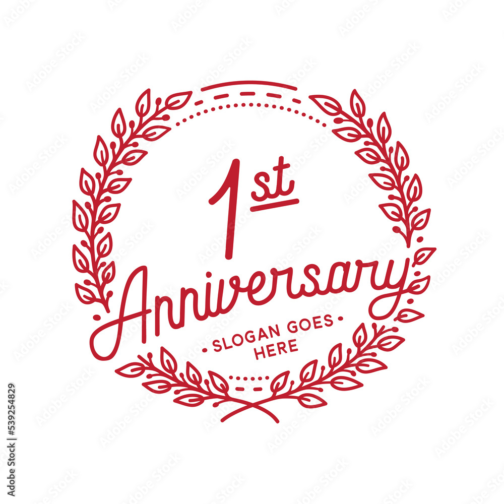 1 years anniversary design template. 1st anniversary celebration hand drawn logotype. Vector illustration. 1 years anniversary design template. 1st anniversary celebration hand drawn logotype. Vector illustration.