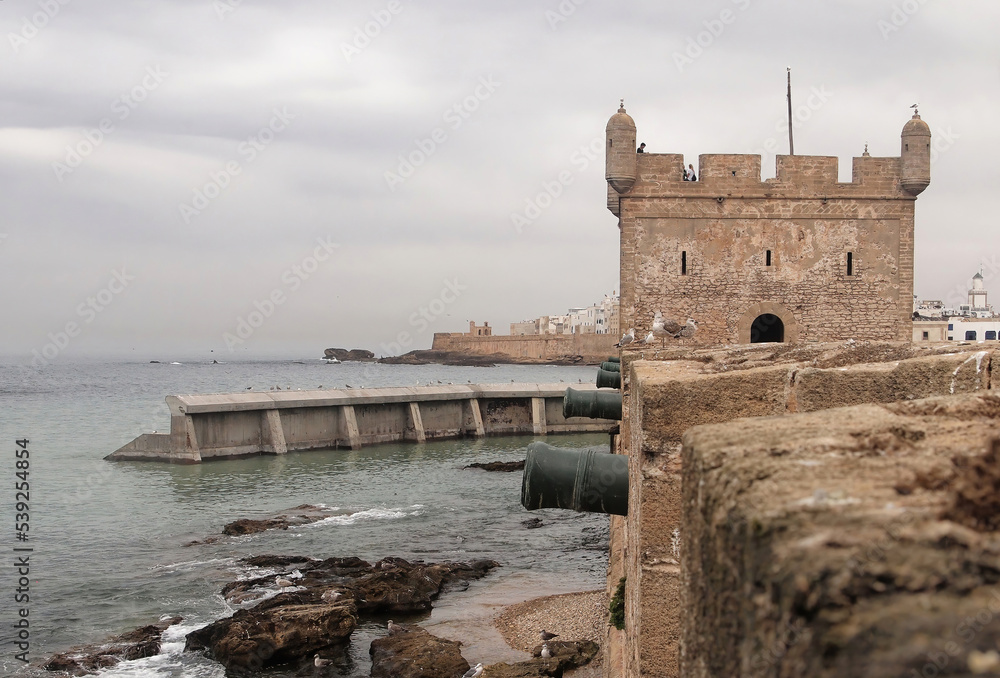 Side view of Sqala Du Port fortress in Essaouira, Morocco