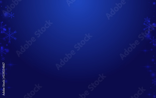 Silver Snowflake Vector Blue Background. White