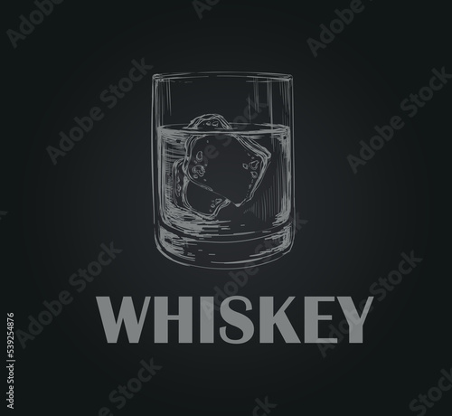 Whiskey Glass Hand Drawn Drink. Vector Illustration. Whiskey. Brandy Whiskey Glass Hand Drawn Drink. Vector Illustration. Whiskey. Brandy