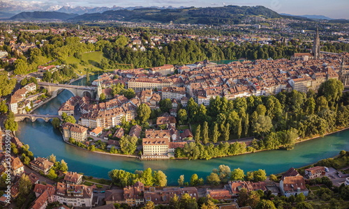 Panoramic view from above the old town of Bern  capital of Switzerland.