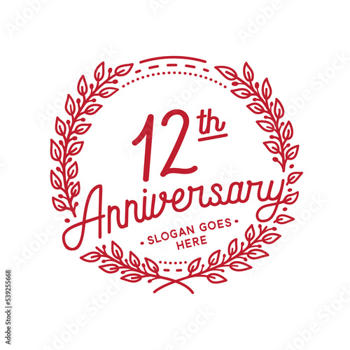 Wallpaper Mural 12 years anniversary design template. 12th anniversary celebration hand drawn logotype. Vector illustration. Torontodigital.ca