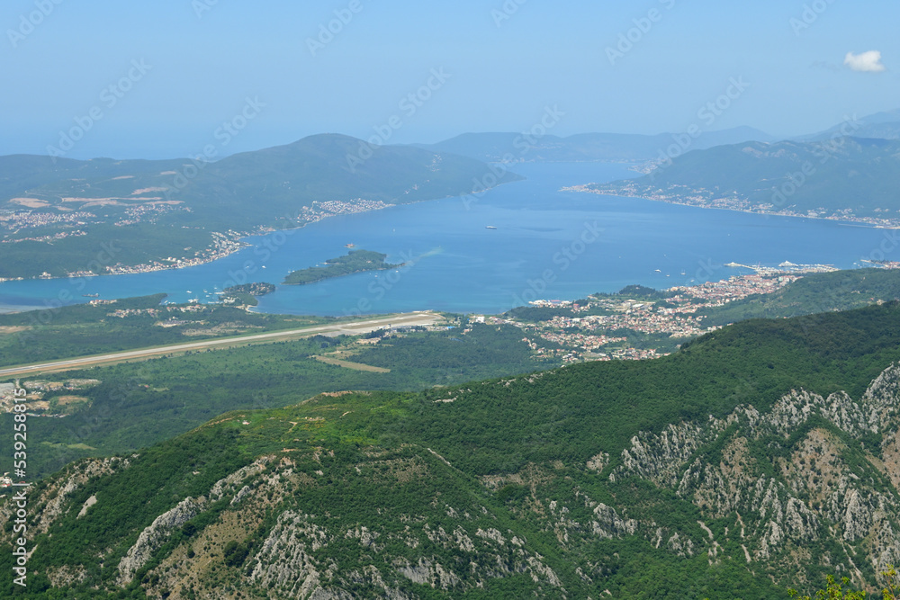 Summer view of the Bay of Kotor in Montenegro. Europe