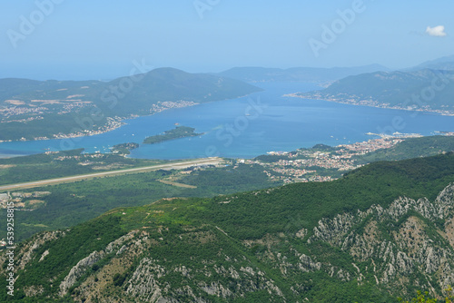 Summer view of the Bay of Kotor in Montenegro. Europe