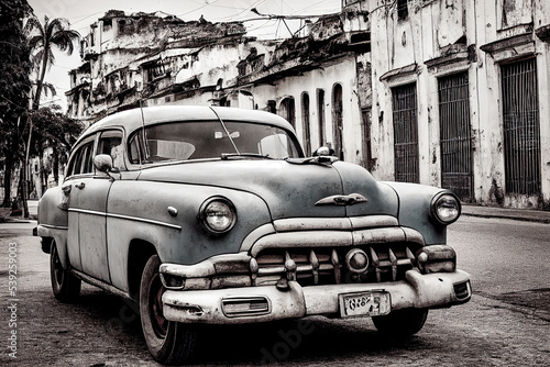 Kuba Havanna Classic American Cars auf der Strasse Digital 3D Rendering AI