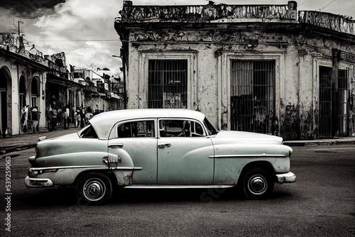 Kuba Havanna Classic American Cars auf der Strasse Digital 3D Rendering AI © Korea Saii