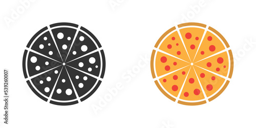 Sliced ​​pizza icon. Flat vector illustration.