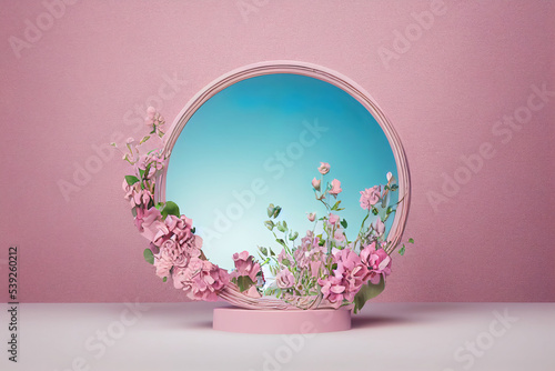 floral frame with flowers and petals