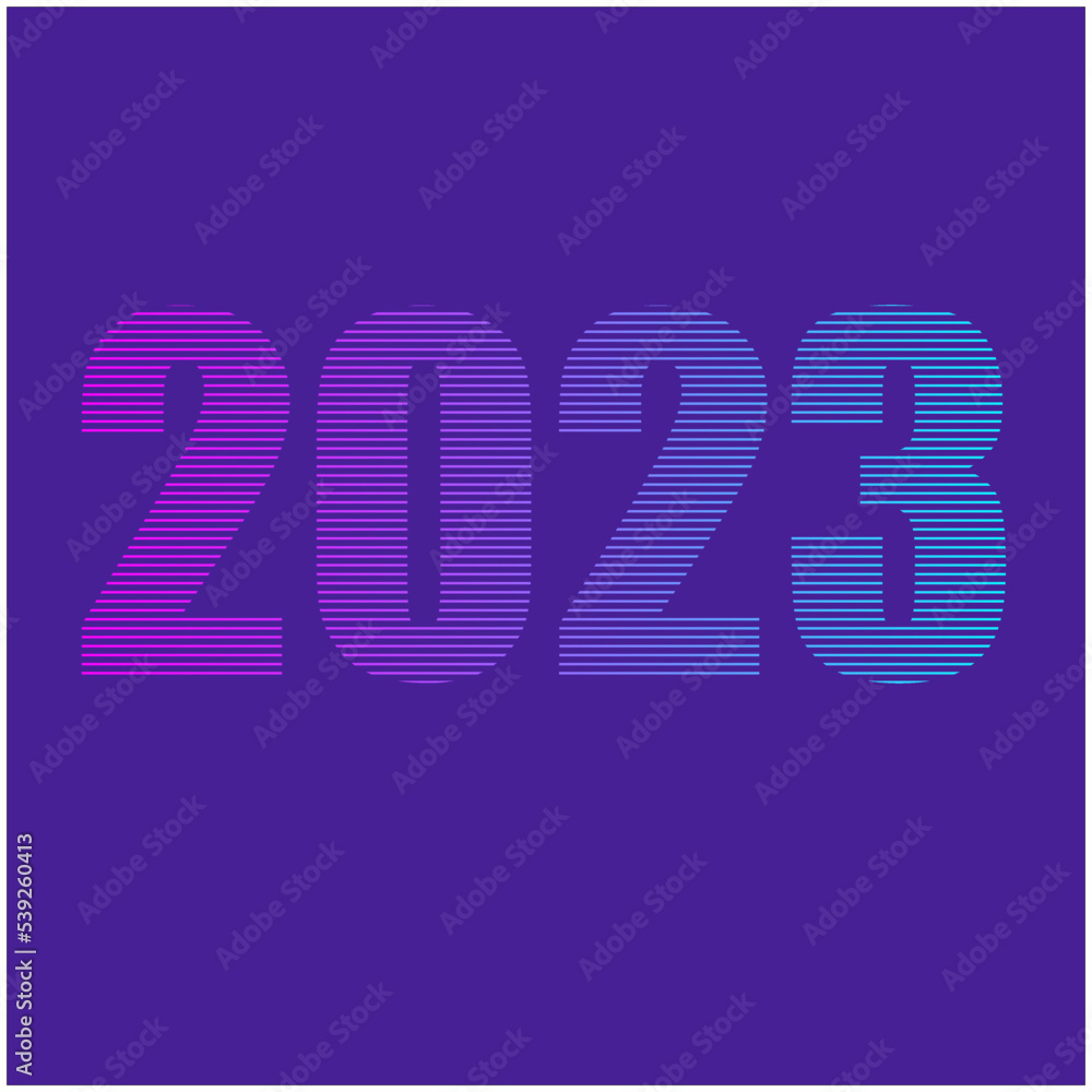 2023 in gradient colors of purple, blue and pink