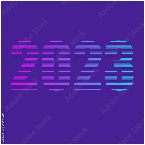 2023 in gradient colors of purple, blue and pink