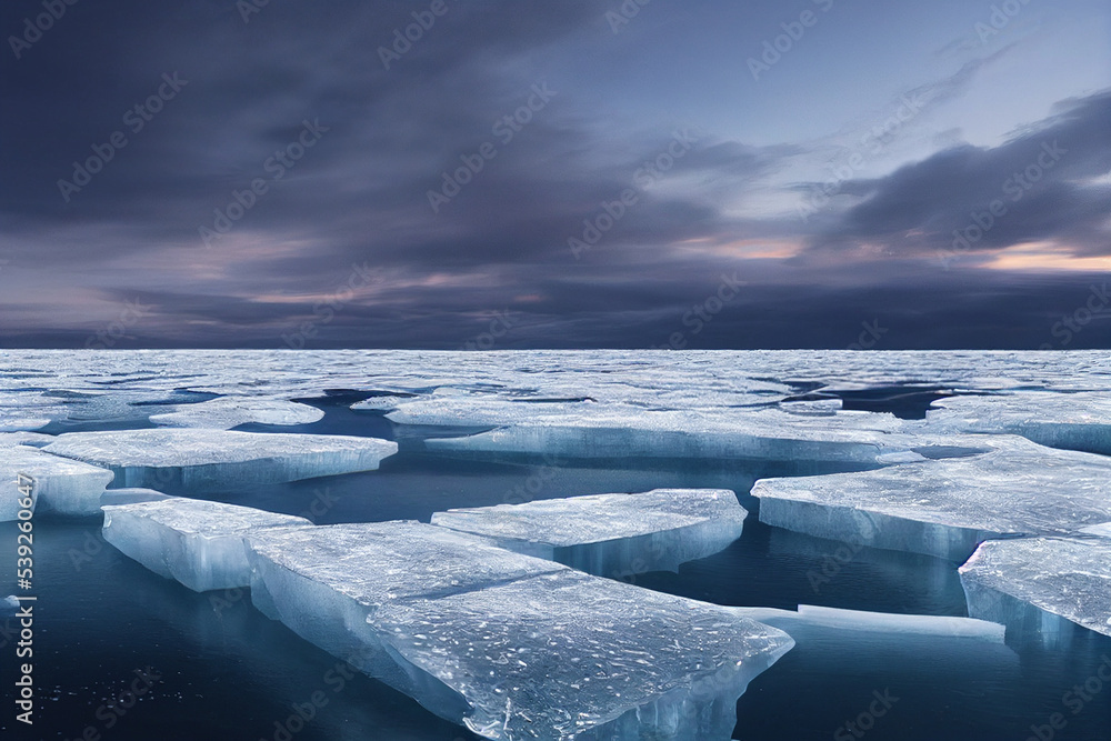 Ilustrace „Eisschollen und Eisberge in der kalten Arktis in der  Klimaerwärmung“ ze služby Stock | Adobe Stock