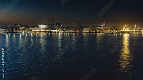 Aerial view of city downtown. Night cityscape concept © Anders