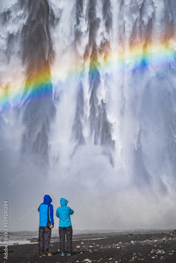 Landscape of the Skógafoss Waterfall (Iceland)