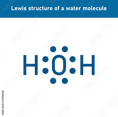Lewis structure of a water molecule. Vector illustration isolated on white background.