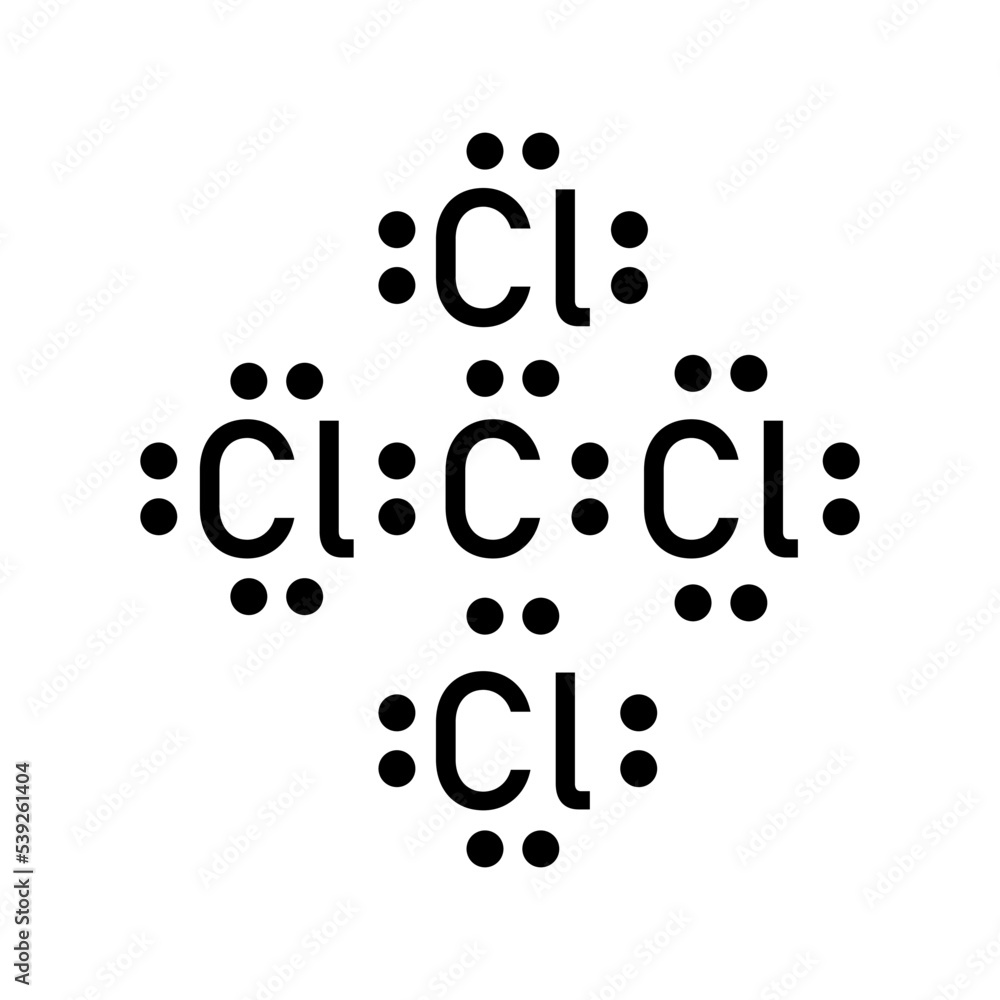 Vecteur Stock Lewis dot structure of carbon Tetrachloride (CCl4