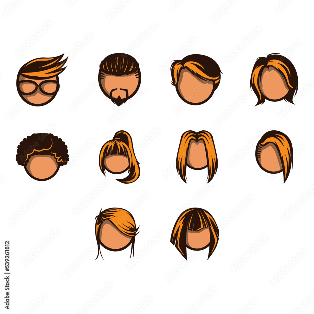 hairstyle icon set