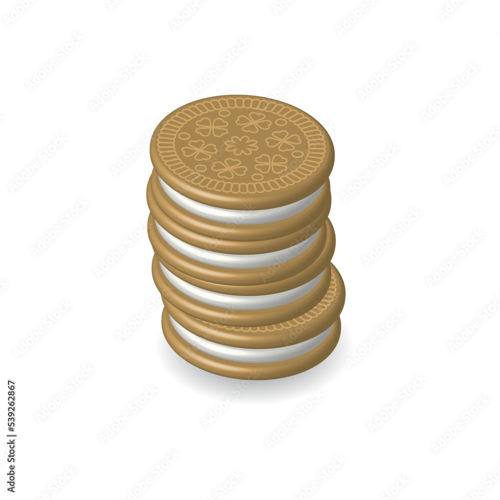 cookie or biscuit with white cream, vector illustration cookie or biscuit with white cream, vector illustration