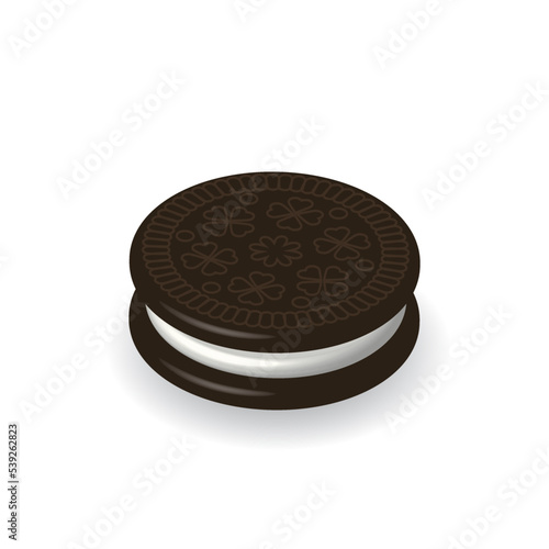 cookie or biscuit with white cream, vector illustration 