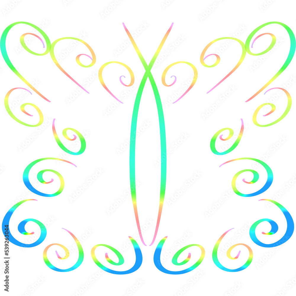 Fototapeta premium Rainbow Butterfly Line Art