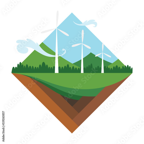 Generation energy type icon. Power station sign. Modern technology, ecological no emissions industry, sustainability concept. Wind generation