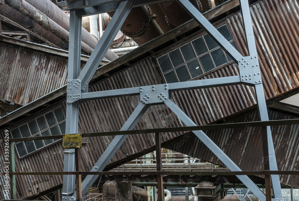 architectual detail of a historic blast furnace